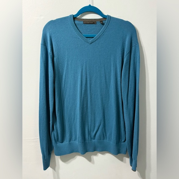 Greyson Other - Greyson Golf Cheyenne V-Neck Sweater Orca Blue Merino Wool Blend Mens Size L